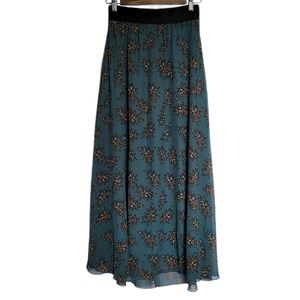 LuLaRoe Long Maxi Skirt Green Floral Print…